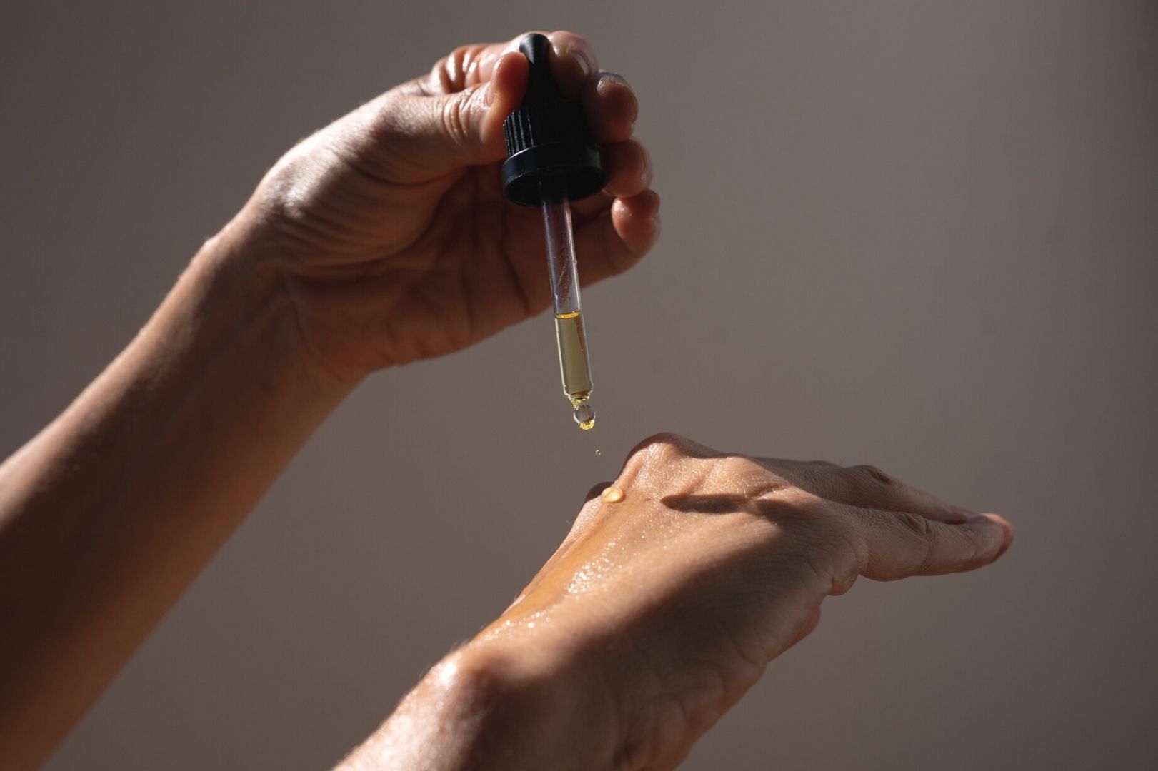 Retinol on the back of the hand